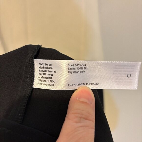 Eileen Fisher Silk Two Tone V Neck Sleeveless Shift Dress Bone Black - Picture 9 of 10